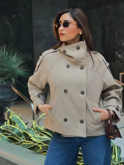 OLANE Oversized Stand Collar Cotton Blend Coat XSWomen's Coats & Jackets
