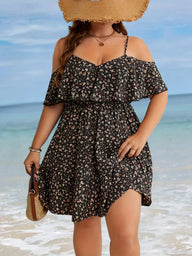 Robe épaule dénudée fleurie grande taille Pamela