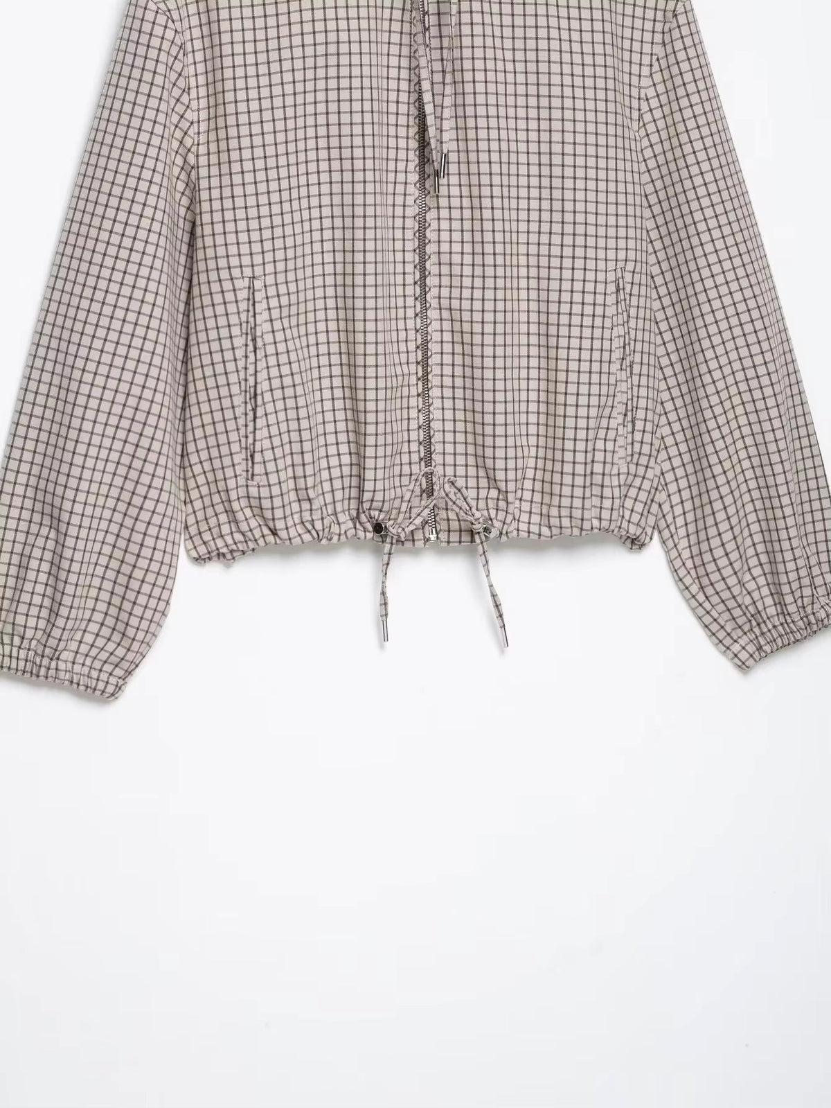 OLANE Plaid Hooded Cropped Jacket LWomen's Coats & Jackets