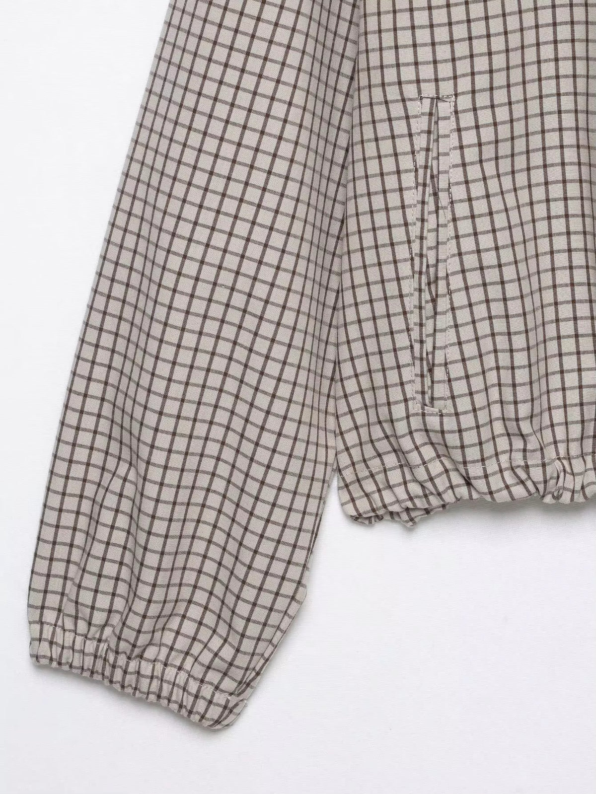 OLANE Plaid Hooded Cropped Jacket LWomen's Coats & Jackets