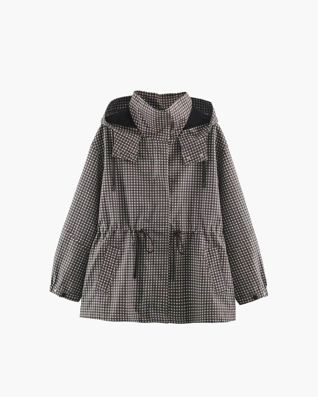 Karo-Kapuzen-Windbreaker-Jacke