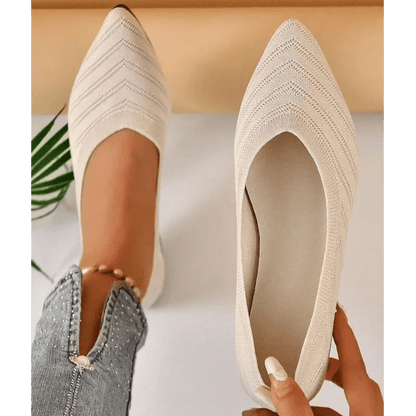 OLANE Pointed Toe Knitted Ballet Flats Black35Women's Shoes