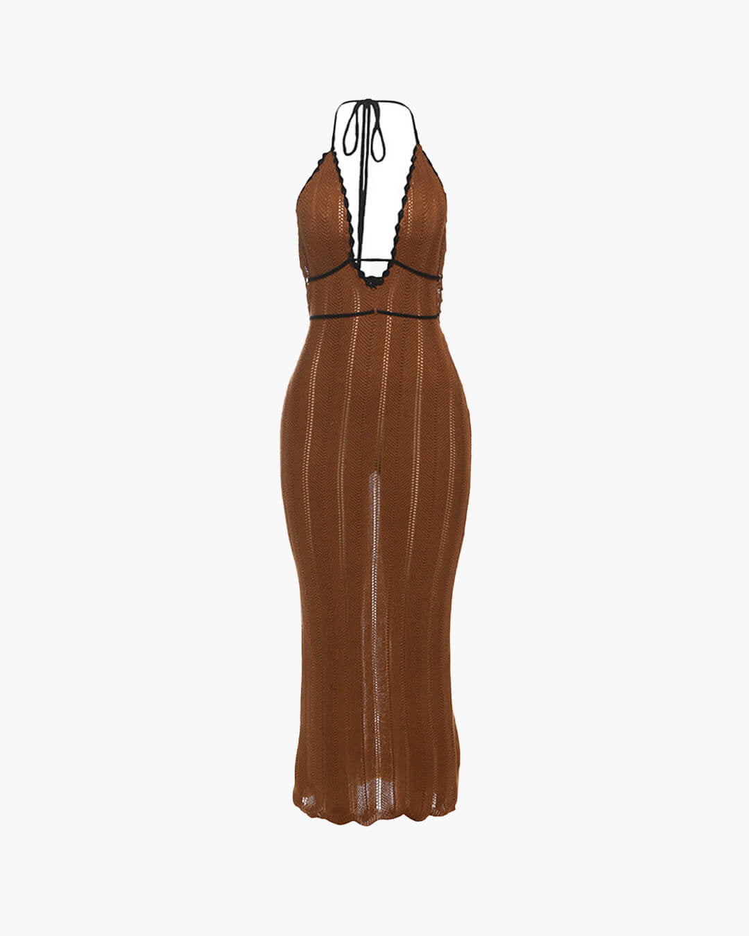 OLANE Rachel Lace Up Halter Maxi Dress BeigeXSWomen’s Dresses