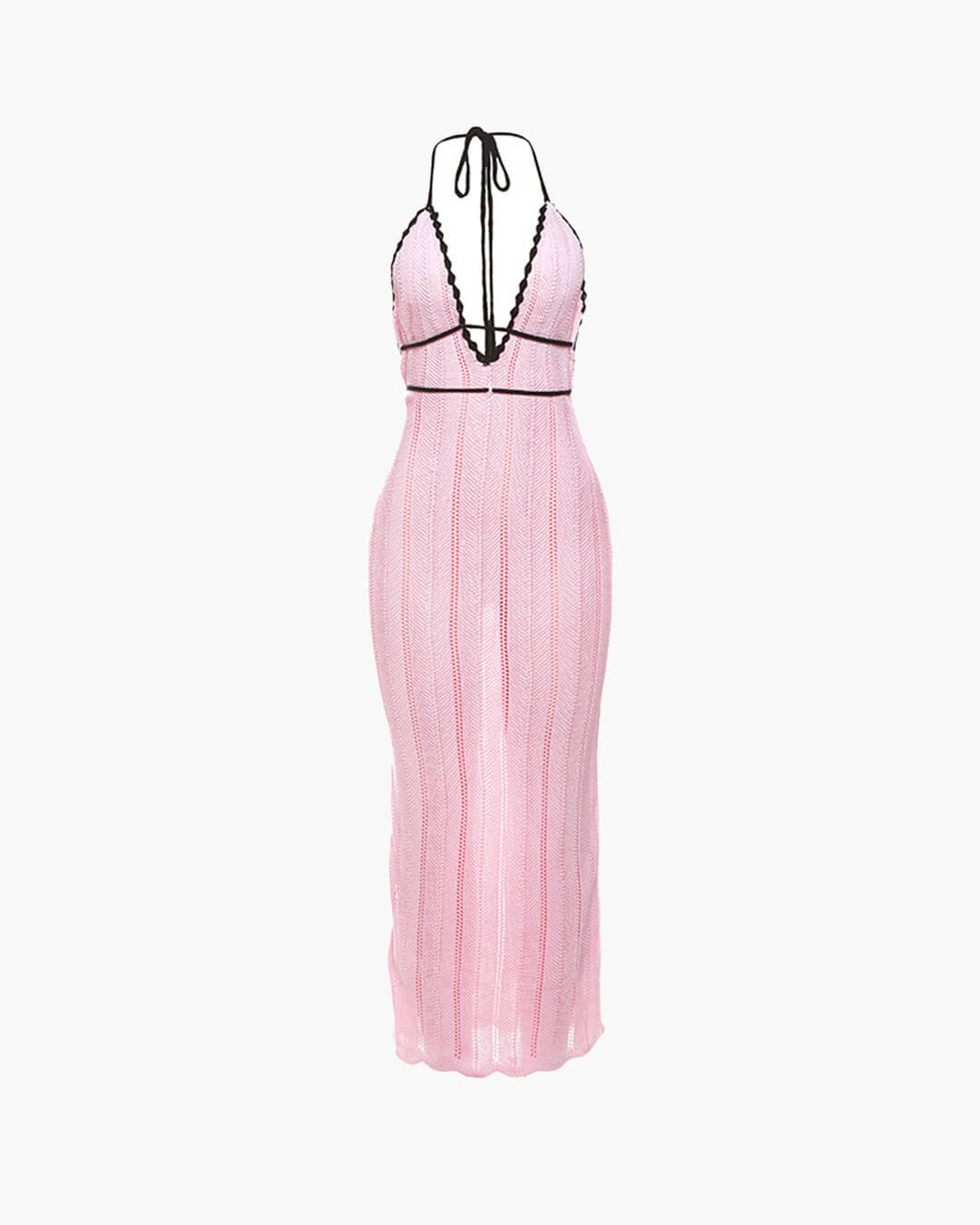 OLANE Rachel Lace Up Halter Maxi Dress PinkXSWomen’s Dresses