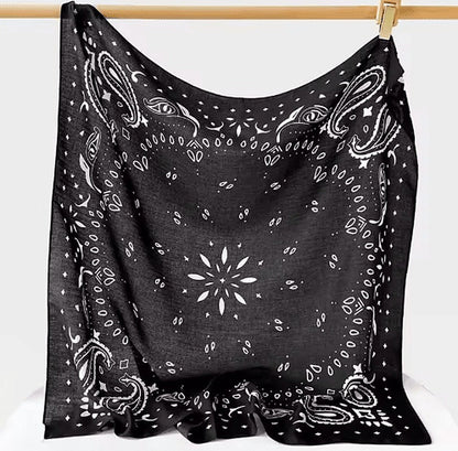 OLANE Rachel Lightweight Paisley Knitted Bandana Scarf BlackOne sizeWomen's Accessories
