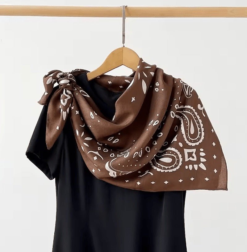 OLANE Rachel Lightweight Paisley Knitted Bandana Scarf BrownOne sizeWomen's Accessories