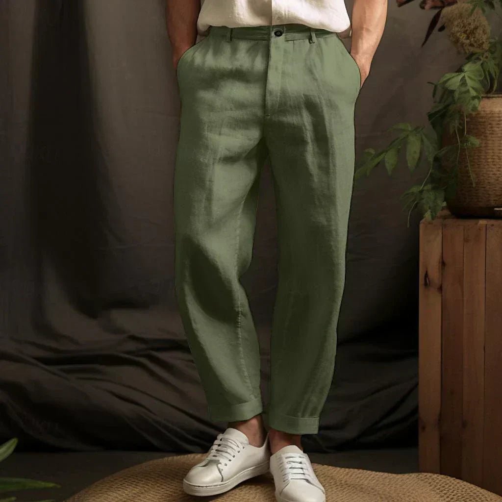 OLANE Relaxed Fit Tailored Trousers BeigeSMen's Bottoms