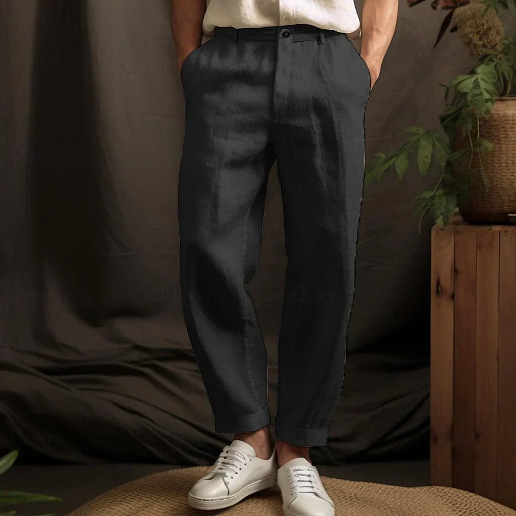 OLANE Relaxed Fit Tailored Trousers BlackSMen's Bottoms