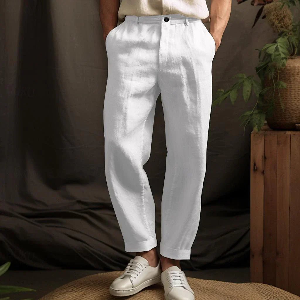 OLANE Relaxed Fit Tailored Trousers WhiteSMen's Bottoms