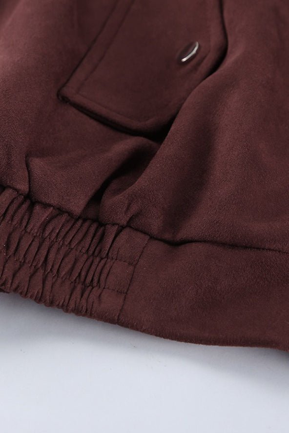 OLANE Relaxed Vintage Faux Suede Coat BrownLWomen's Coats & Jackets