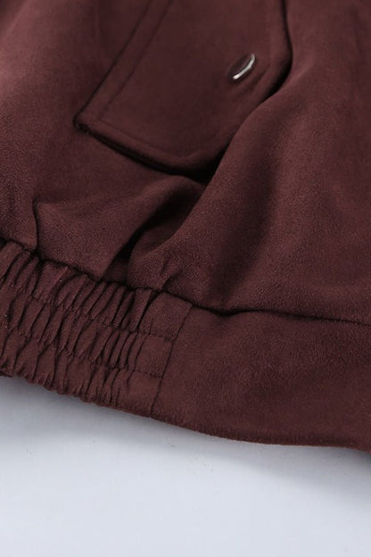 OLANE Relaxed Vintage Faux Suede Coat BrownLWomen's Coats & Jackets