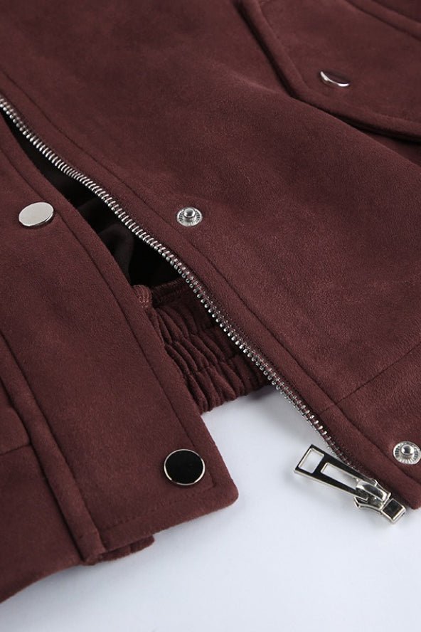 OLANE Relaxed Vintage Faux Suede Coat BrownLWomen's Coats & Jackets