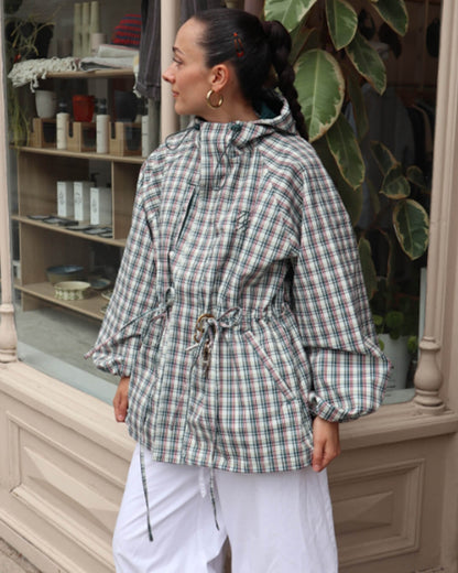 OLANE Retro Plaid Oversized Hooded Jacket LWomen's Coats & Jackets