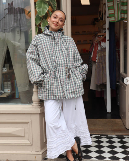 OLANE Retro Plaid Oversized Hooded Jacket LWomen's Coats & Jackets