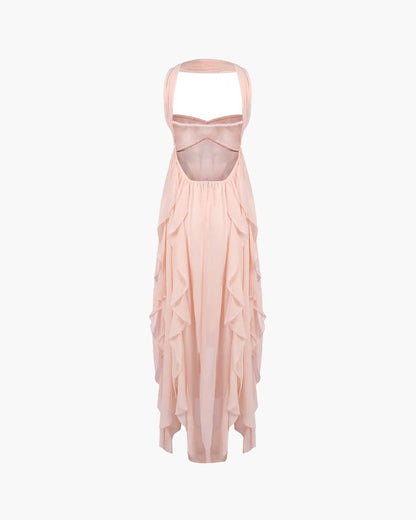 OLANE Romantic Strapless Ruffled Maxi Dress Baby PinkSWomen's Dresses