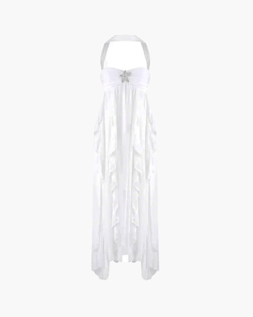 OLANE Romantic Strapless Ruffled Maxi Dress Baby PinkSWomen's Dresses
