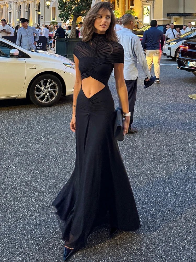 OLANE Ruched Cutout Bodycon Maxi Dress BlackXSWomen's Dresses