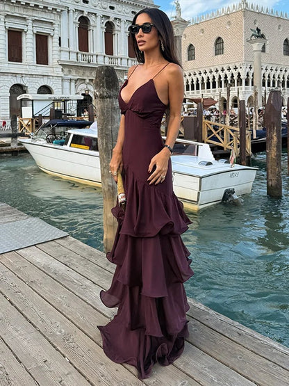 OLANE Linda Sling Evening Dress PurpleXLWomen's Dresses