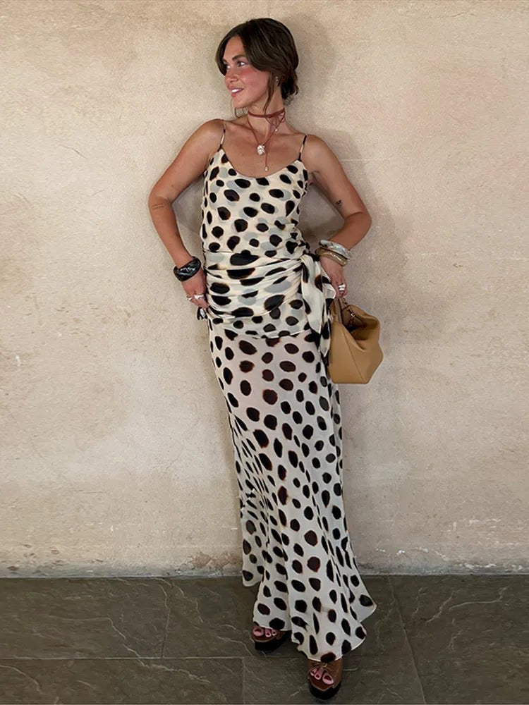 Sabrina – ärmelloses bedrucktes Slip-Kleid mit Schal