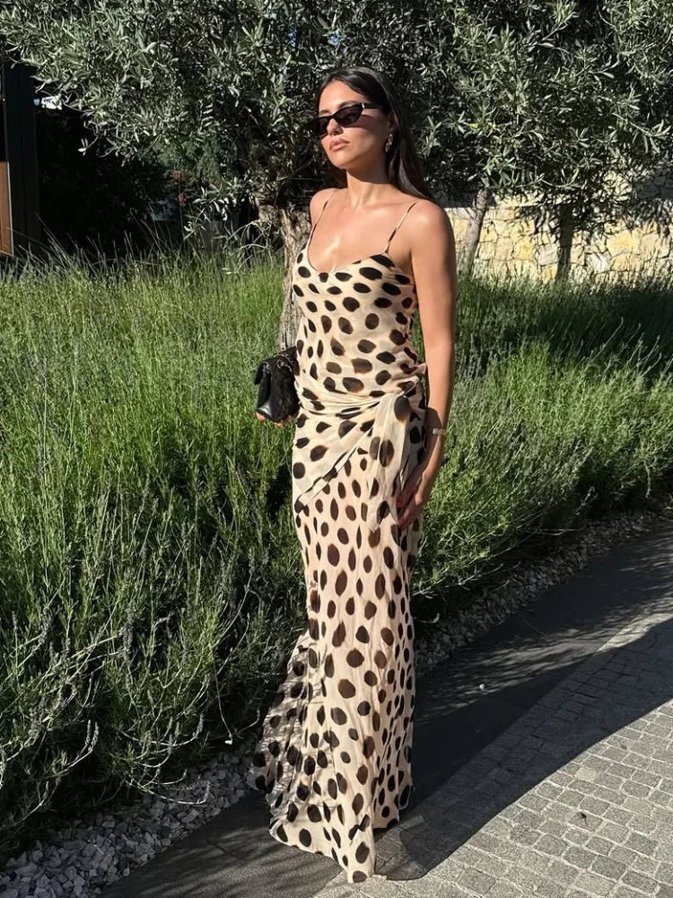 OLANE Sleeveless Printed Slip Dress with Scarf SWomen’s Dresses