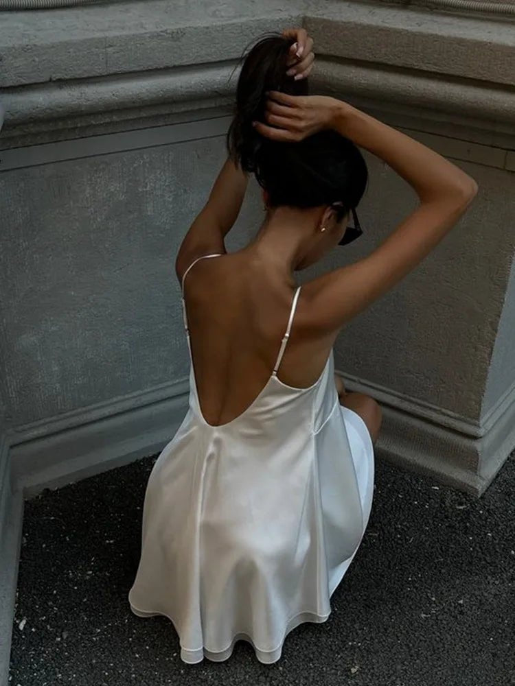 OLANE Sleeveless Satin Mini Cami Dress LWomen’s Dresses