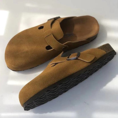 OLANE Slip-On Adjustable Buckle Clog Dark Brown35Women's Shoes