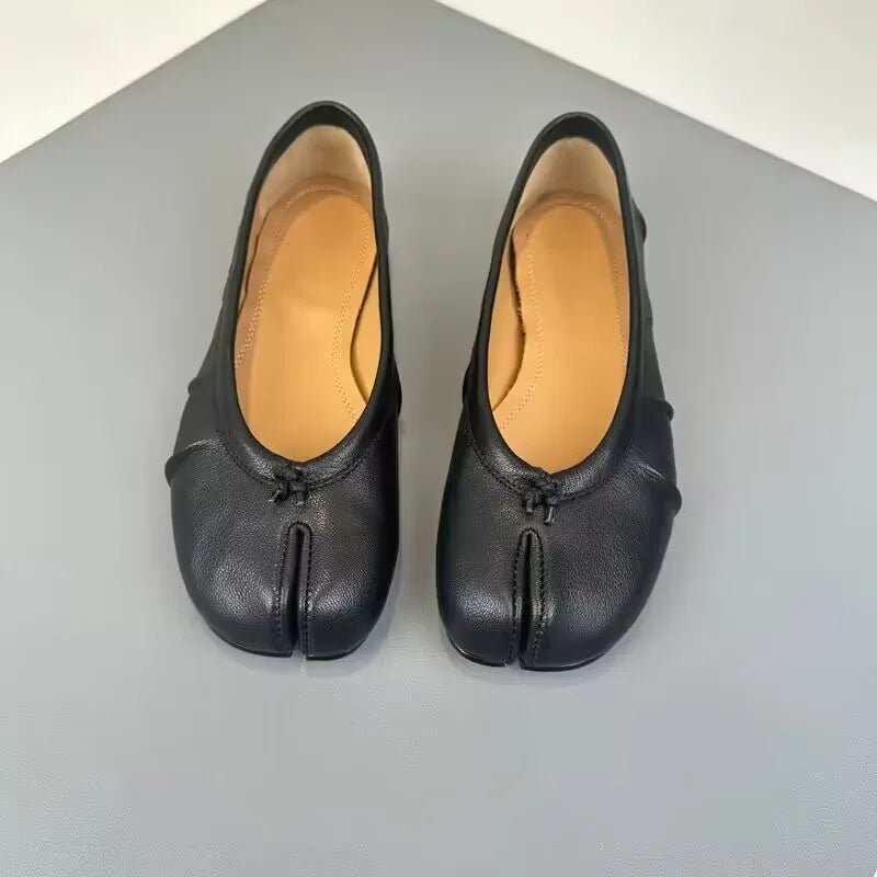 OLANE Slip-On Split-Toe Leather Mules Black35Women's Shoes