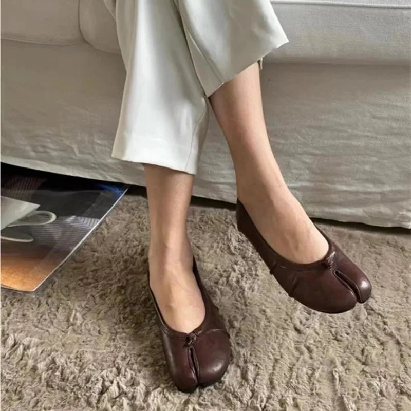 OLANE Slip - On Split - Toe Leather Mules Brown35Women's Shoes