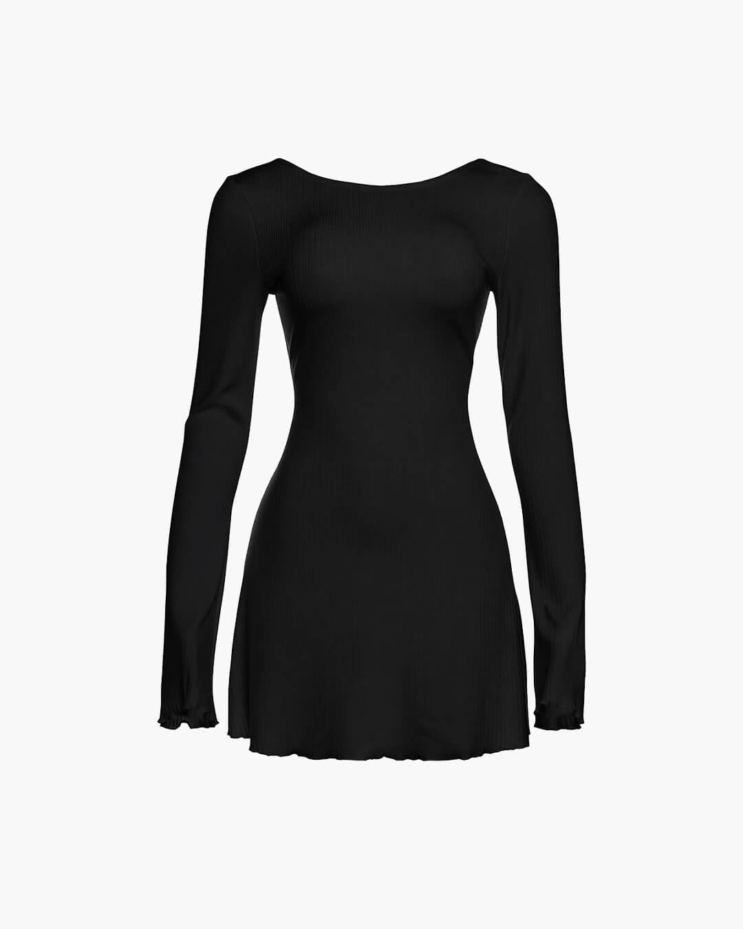 OLANE Soft Knit Open Back Mini Dress BlackSWomen’s Dresses