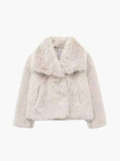 OLANE Soft Open-Front Faux Fur Coat CremeSCoat