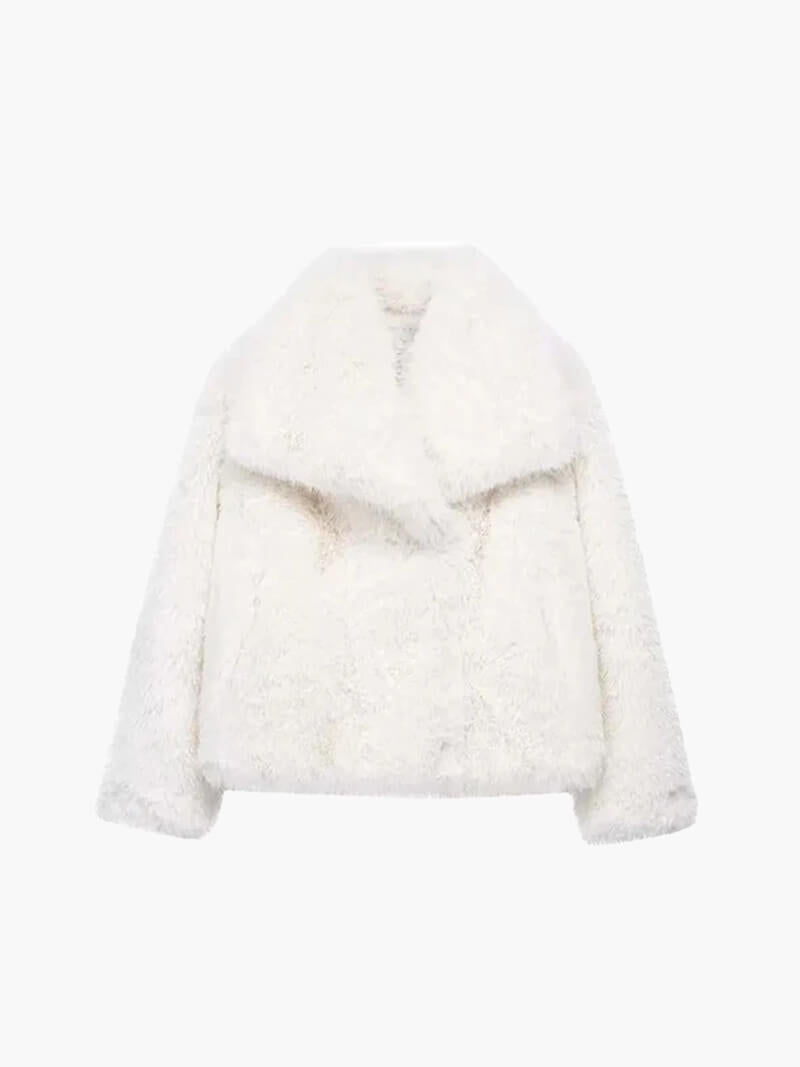 OLANE Soft Open-Front Faux Fur Coat WhiteSCoat