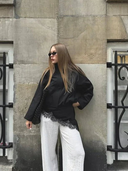 OLANE Sophia Drawstring Bomber Jacket BlackMWomen's Coats & Jackets