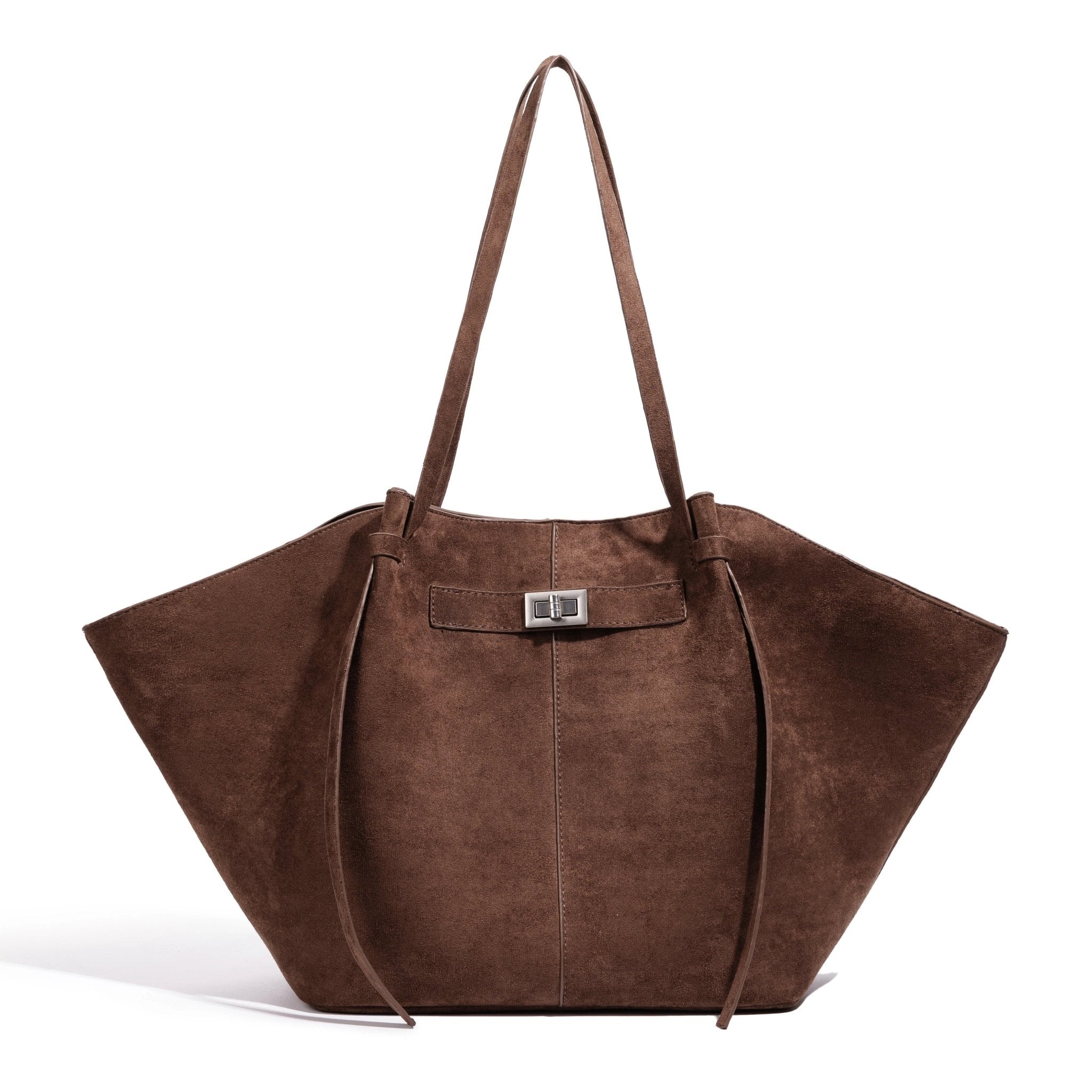 OLANE Spacious Bat-Wing Suede Tote Bag BrownWomen's Handbags