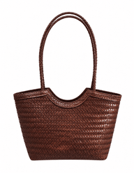 Spacious Woven Faux Leather Bag