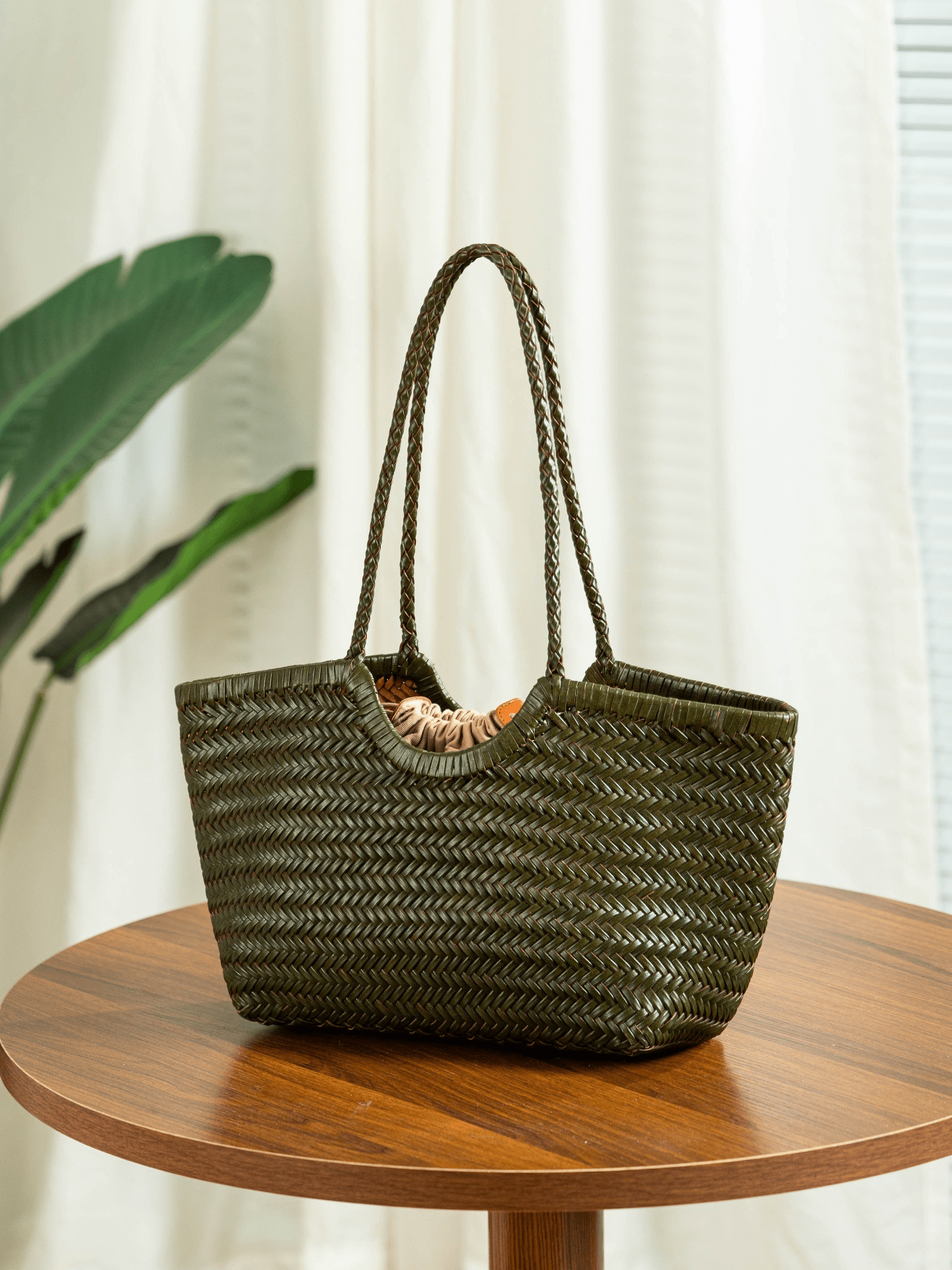 OLANE Spacious Woven Tote Bag GreenSWomen's Bags
