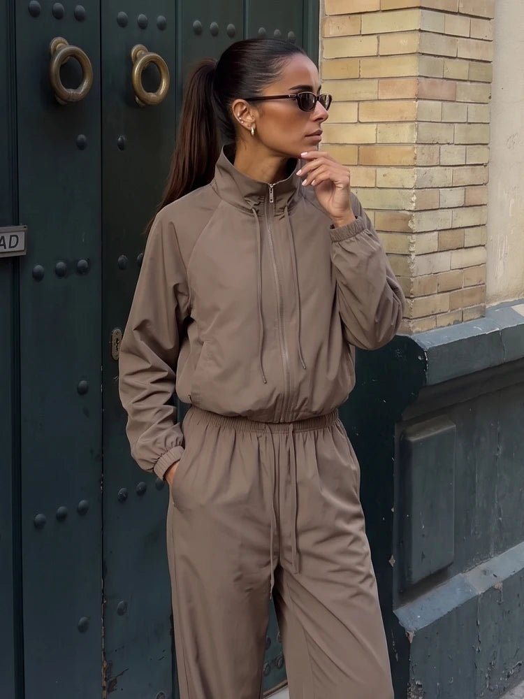 OLANE Sport Suit Jacket Wide Leg Pants Set JacketSJacket