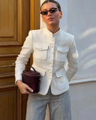 Blazer mit Stehkragen und Klappentaschen