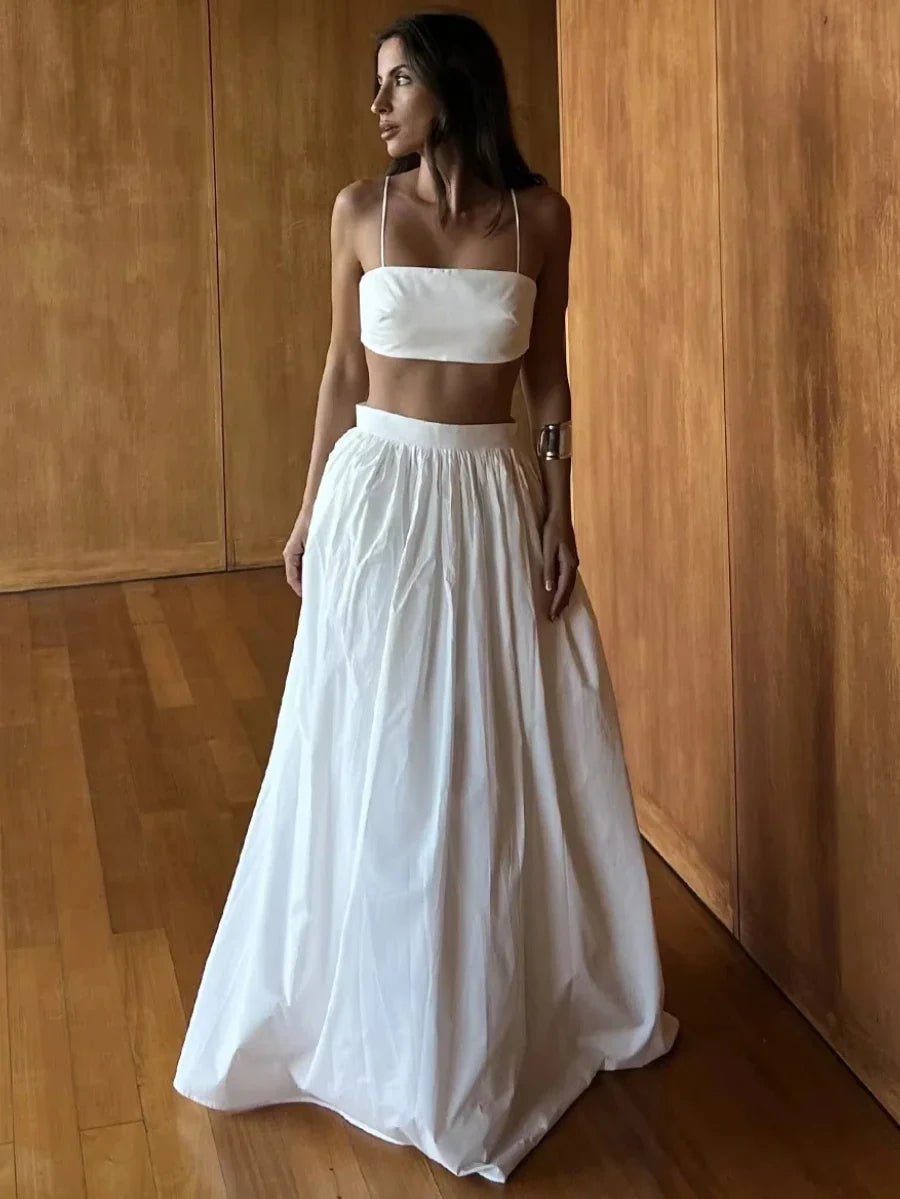 OLANE Strappy Crop Top Two-Piece Set WhiteXSWomen's Sets