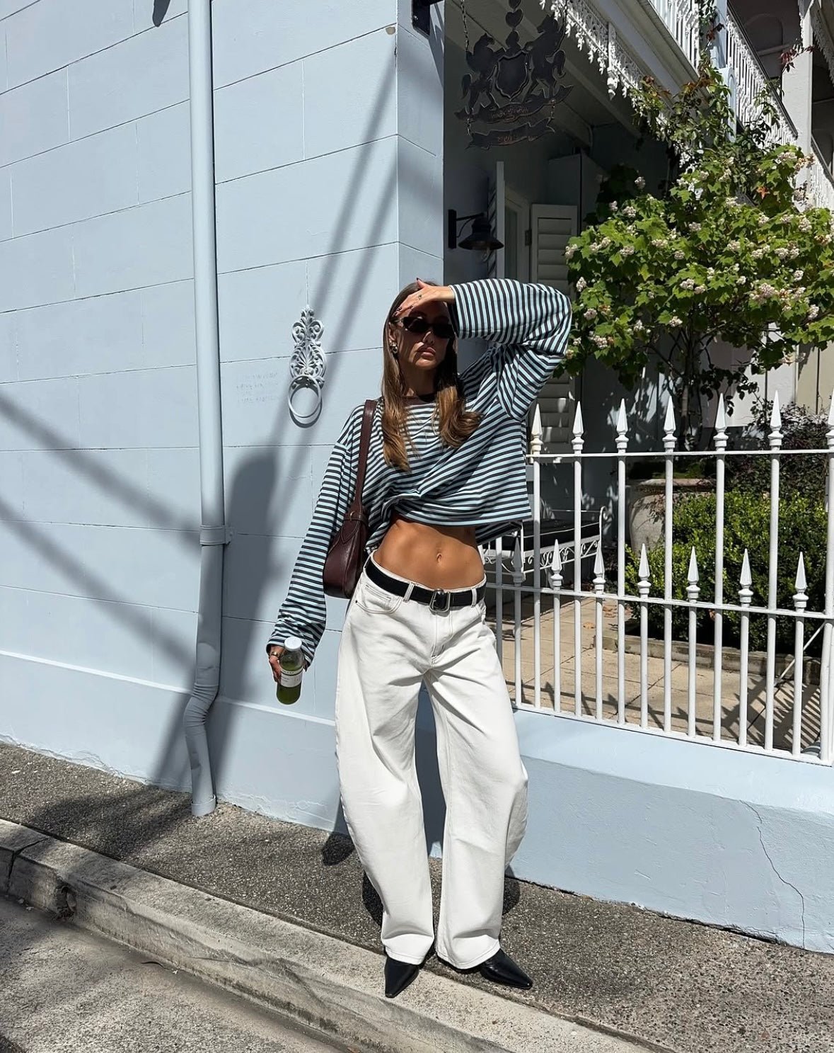 OLANE Striped Oversized Knit Sweater TurquoiseXSWomen's Sweaters & Cardigans