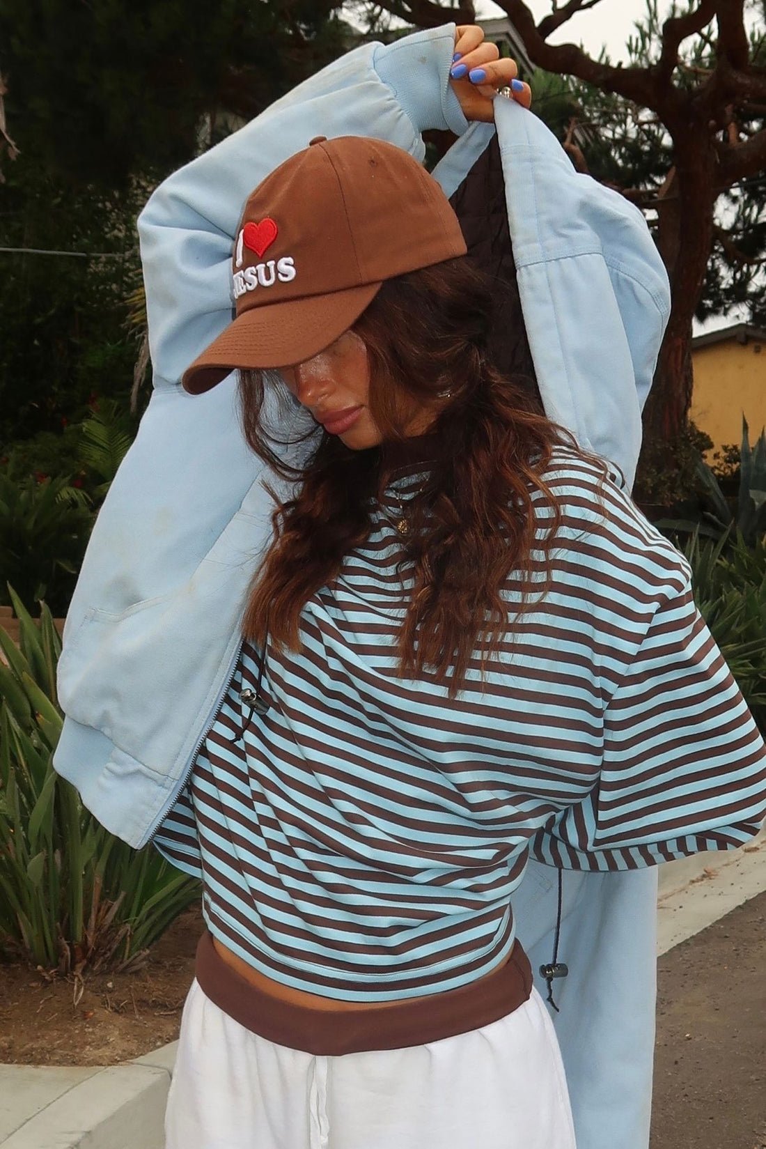 OLANE Striped Oversized Knit Sweater TurquoiseXSWomen's Sweaters & Cardigans