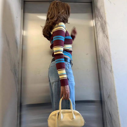 OLANE Striped Single-Breasted Knit Cardigan SWomen's Sweaters & Cardigans