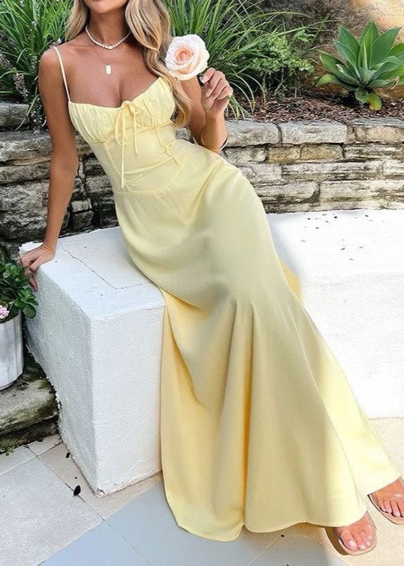 OLANE Structured Corset Bodice Maxi Dress YellowSWomen's Dresses