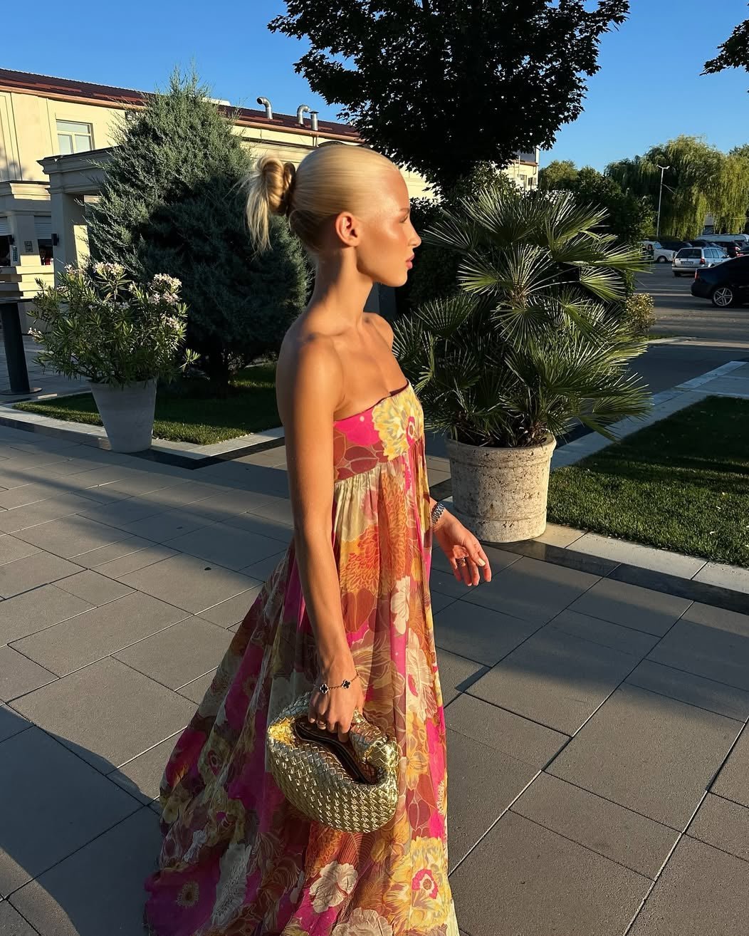 OLANE Sabrina Strapless Floral Maxi Dress MulticolorXSWomen's Dresses