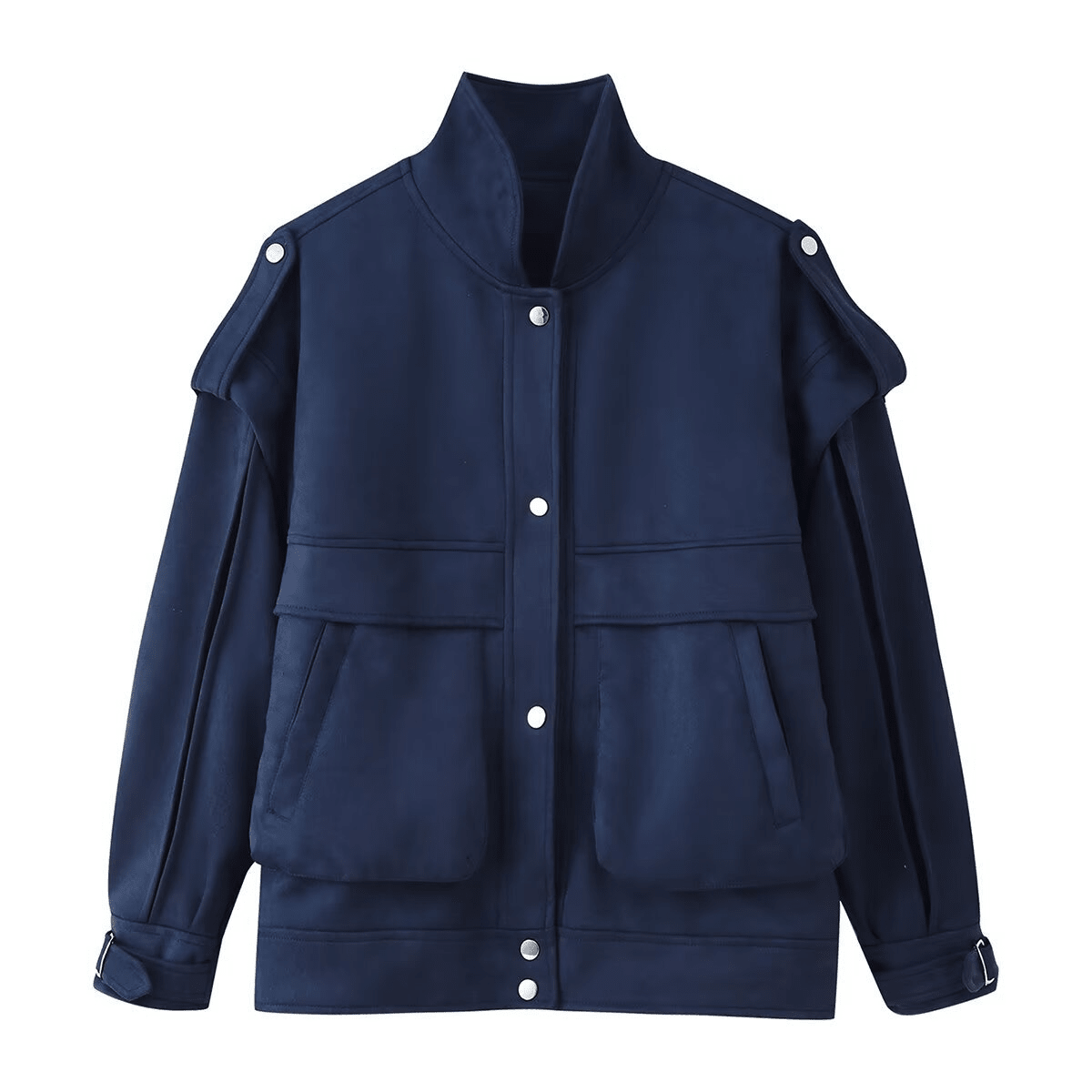 Strukturierte Jacke mit breiten Schultern. Wildlederoptik