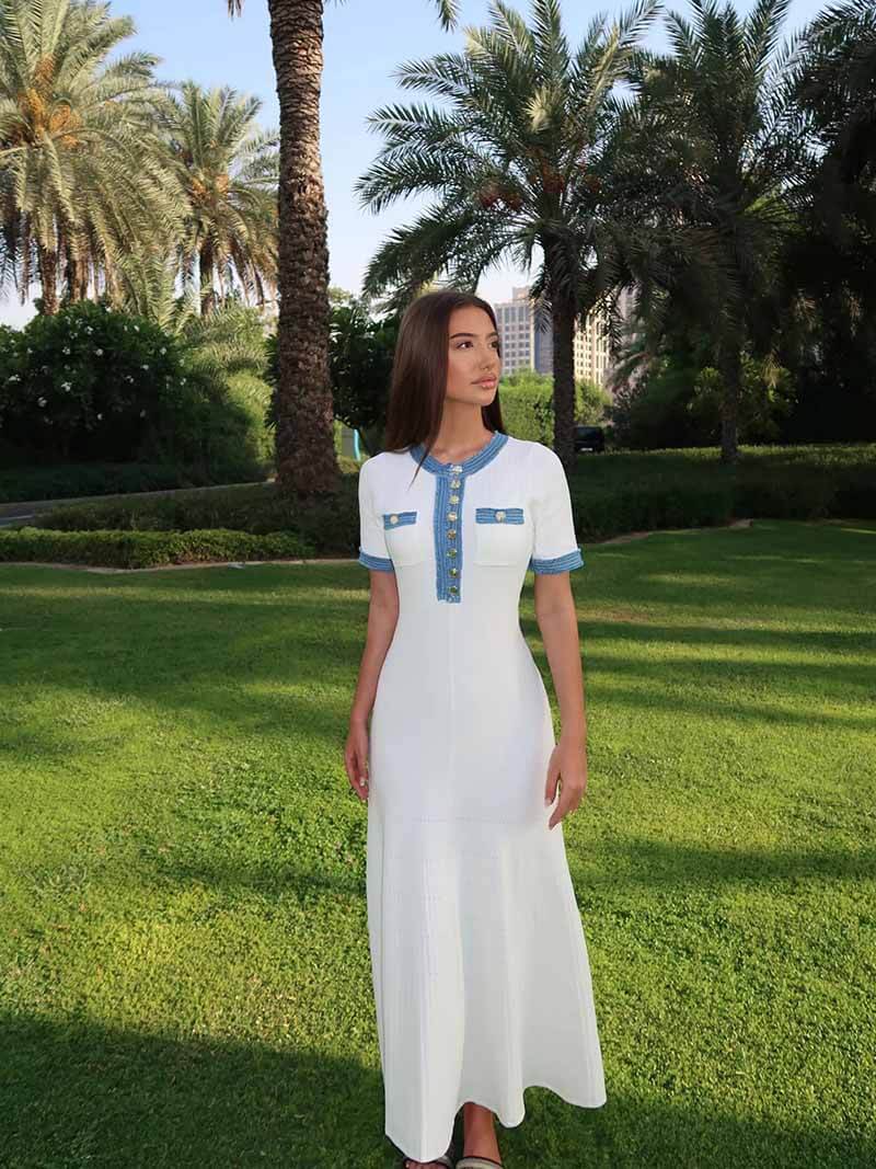 OLANE Stunning White Knitted Maxi Dress XLWomen’s Dresses