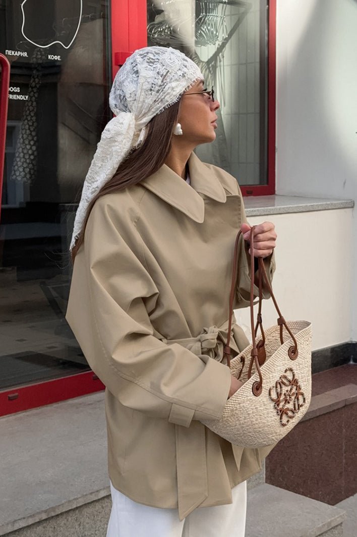 OLANE Stylish Belted Wrap Trench Coat MWomen's Coats & Jackets