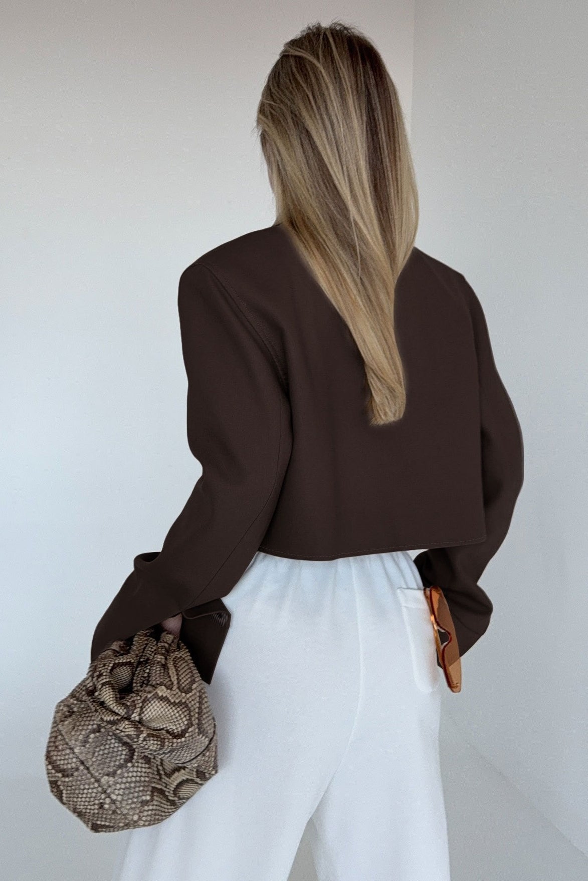 OLANE Stylish Brown Cropped Zip Jacket BrownSWomen's Coats & Jackets