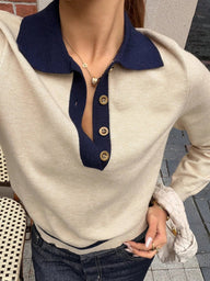 Maglione polo a contrasto elegante