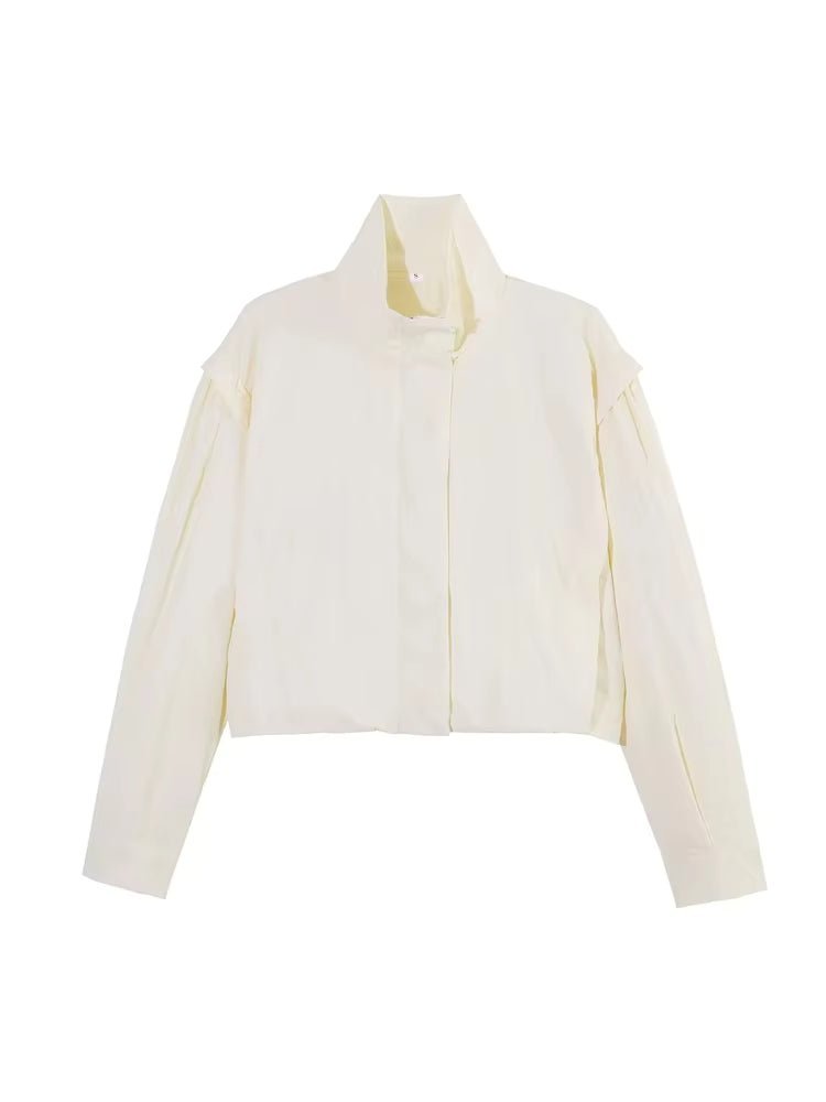 OLANE Stylish Cropped Windbreaker Jacket CremeXSWomen's Coats & Jackets
