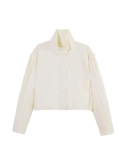 OLANE Stylish Cropped Windbreaker Jacket CremeXSWomen's Coats & Jackets